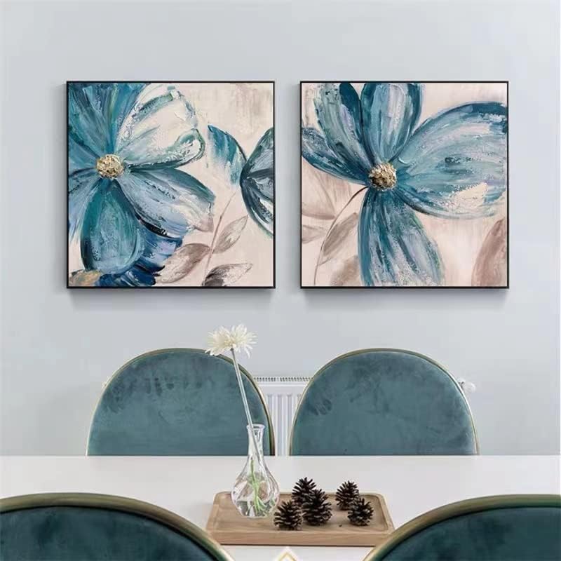 Abstract Textured Flower Oil Painting: Golden Pink 3D Blossom Wall Art (24x24 Inch, Ready to Hang)