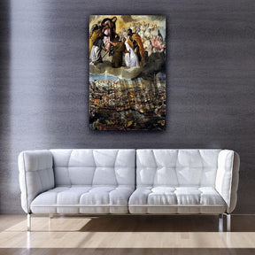 Battle of Lepanto Painting: Paolo Veronese Mannerism Art for Home Decor (16x24 inch, Framed)