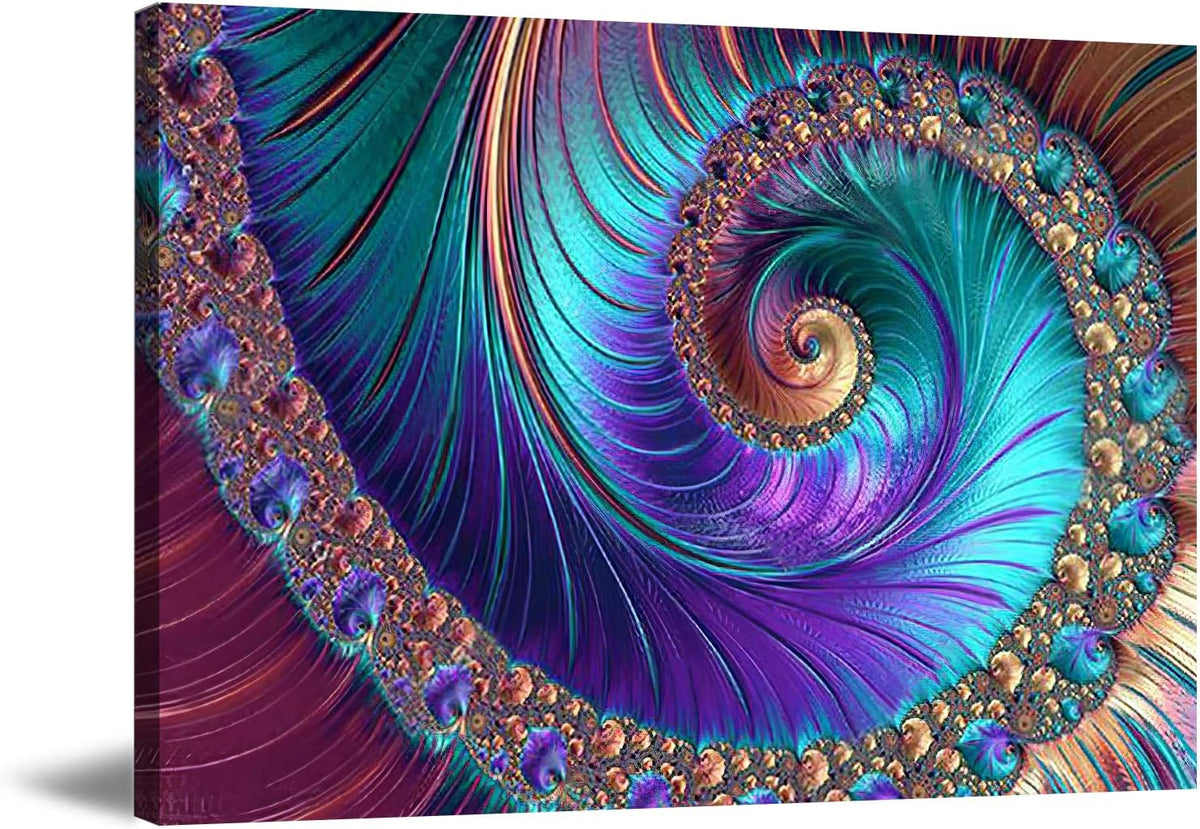 Colorful Abstract Peacock Feather Art: Vibrant Home Decor Poster (24x16 Inch, Unframed)