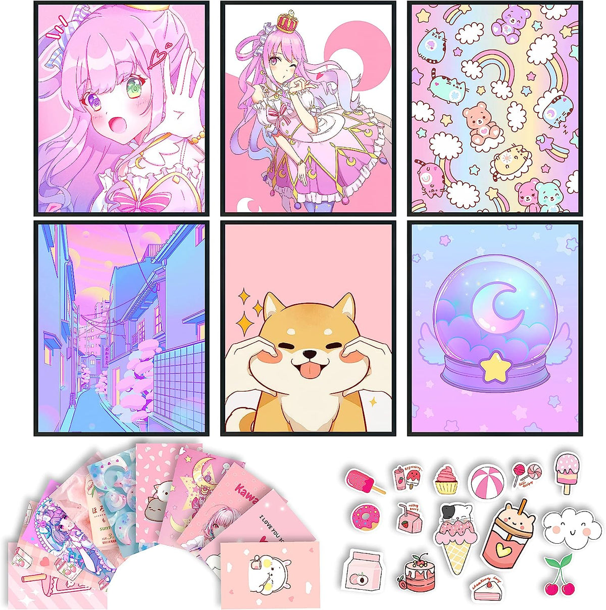 Kawaii Aesthetic: Cute Anime Room Decor and Kawaii Posters for Bedroom (8x10, UNFRAMED Prints)