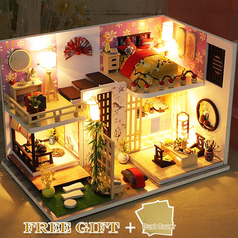 CUTEBEE Kids Toys Dollhouse with Furniture Assemble Wooden Miniature Doll House Diy Dollhouse Puzzle Toys For Children