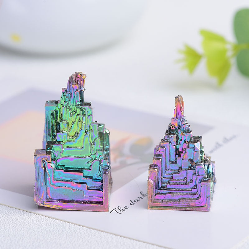 Natural Bismuth Metal Quartz Pyramid: Healing Stone, Home Decor, Reiki Energy, Raw Crystal, Gemstone