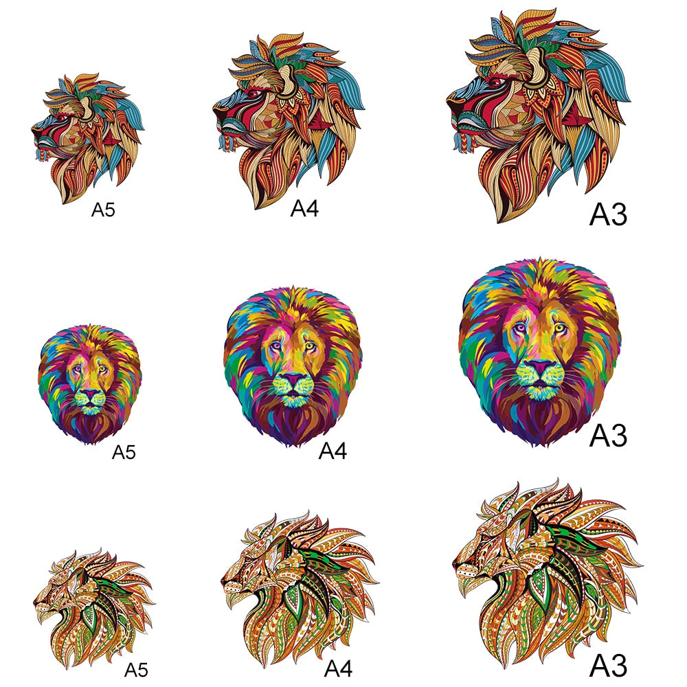 3D Wooden Jigsaw Puzzle: Mysterious Lion Craft Gift for Kids and Adults