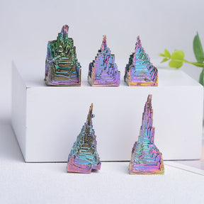 Natural Bismuth Metal Quartz Pyramid: Healing Stone, Home Decor, Reiki Energy, Raw Crystal, Gemstone