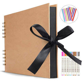 DIY Scrapbooking Photo Album: 80 Black Pages, A4 Craft Paper