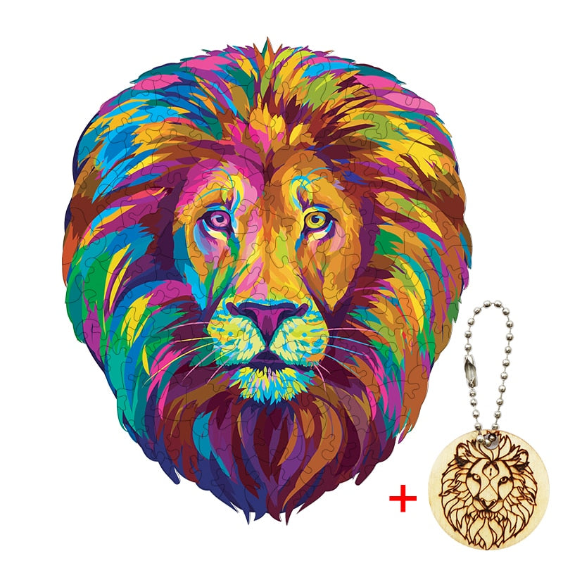 3D Wooden Jigsaw Puzzle: Mysterious Lion Craft Gift for Kids and Adults