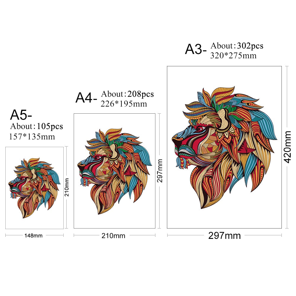 3D Wooden Jigsaw Puzzle: Mysterious Lion Craft Gift for Kids and Adults