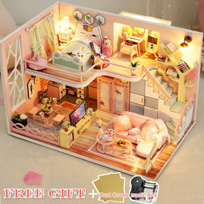 CUTEBEE Kids Toys Dollhouse with Furniture Assemble Wooden Miniature Doll House Diy Dollhouse Puzzle Toys For Children