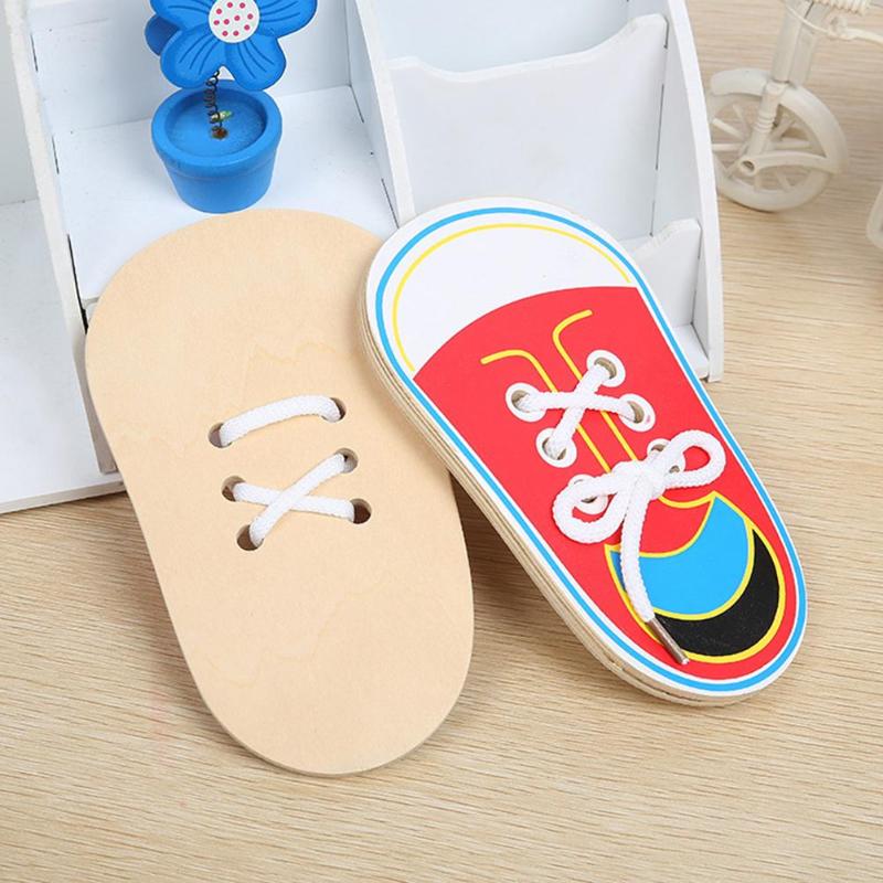 Early Childhood Learning Toys: Wooden Puzzles for Tying Shoelaces