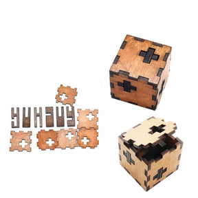 Educational Wooden Brain Teaser Puzzle: Switzerland Cube Box