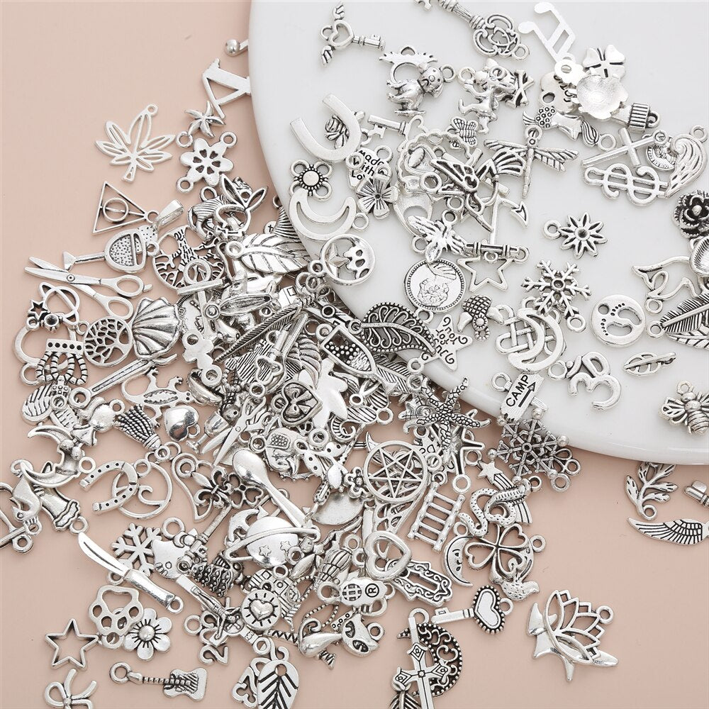 Exquisite Small Charms Set: Wholesale Bulk of 100 Various Styles for Women's Fashion Jewelry Making