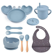 Complete Baby Feeding Set: 9Pcs Non-Slip Suction Bowl, Plate, Spoon, Bib, and Cup Set