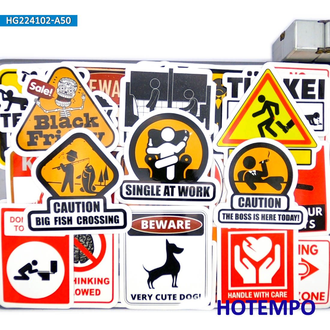 50pcs Funny Traffic Warning Signs Stickers Pack for DIY, Laptop, Phone, Skateboard, Bike, Motorcycle, Car, Guitar, Luggage Decoration