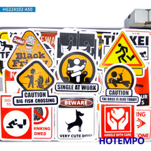 50pcs Funny Traffic Warning Signs Stickers Pack for DIY, Laptop, Phone, Skateboard, Bike, Motorcycle, Car, Guitar, Luggage Decoration