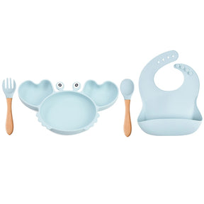 Complete Baby Feeding Set: 9Pcs Non-Slip Suction Bowl, Plate, Spoon, Bib, and Cup Set