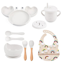 Complete Baby Feeding Set: 9Pcs Non-Slip Suction Bowl, Plate, Spoon, Bib, and Cup Set