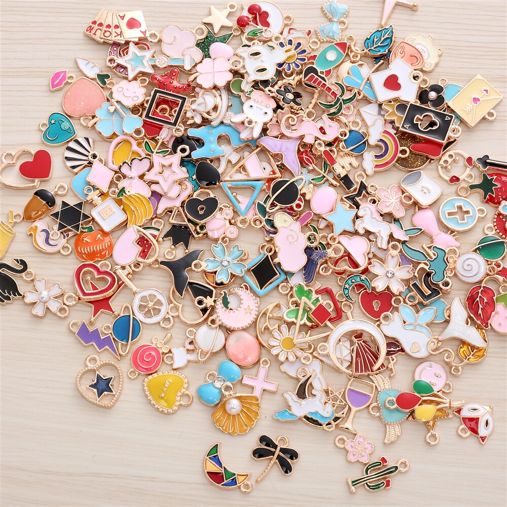 Colorful Resin Enamel Dangles: Set of 100 Vibrant DIY Jewelry Making Charms for Women