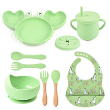 Complete Baby Feeding Set: 9Pcs Non-Slip Suction Bowl, Plate, Spoon, Bib, and Cup Set