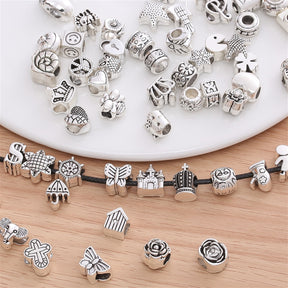 60 Pcs/Set Retro Metal Beads for Women's Bracelets: Various Styles, Fashion Jewelry Making Charms (DIY)