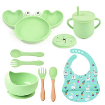 Complete Baby Feeding Set: 9Pcs Non-Slip Suction Bowl, Plate, Spoon, Bib, and Cup Set