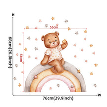 Cartoon Teddy Bear Sleeping on the Moon and Stars Wall Stickers for Kids Room Baby Room Decoration Wall Decals Room Interior