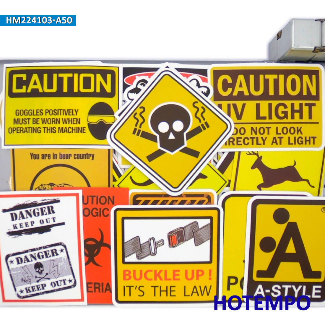 50pcs Funny Traffic Warning Signs Stickers Pack for DIY, Laptop, Phone, Skateboard, Bike, Motorcycle, Car, Guitar, Luggage Decoration