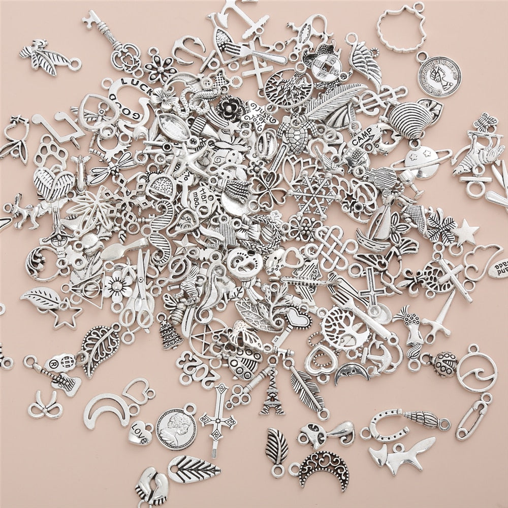 Exquisite Small Charms Set: Wholesale Bulk of 100 Various Styles for Women's Fashion Jewelry Making