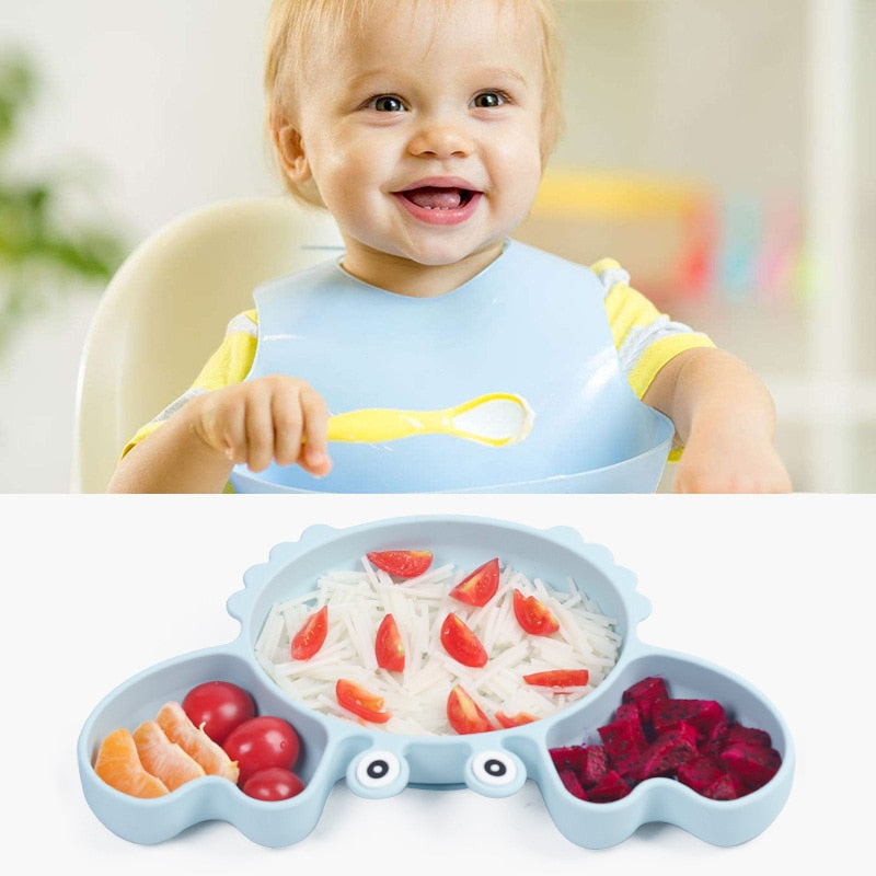 Complete Baby Feeding Set: 9Pcs Non-Slip Suction Bowl, Plate, Spoon, Bib, and Cup Set