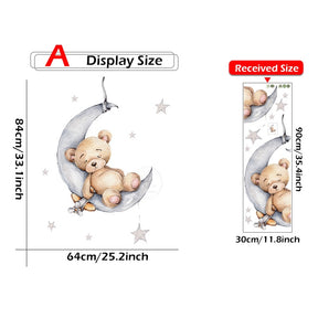 Cartoon Teddy Bear Sleeping on the Moon and Stars Wall Stickers for Kids Room Baby Room Decoration Wall Decals Room Interior