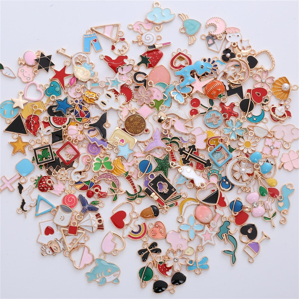 Set of 30 Colorful Resin Enamel Charms: Summer Designer Dangles for Women's Jewelry Making