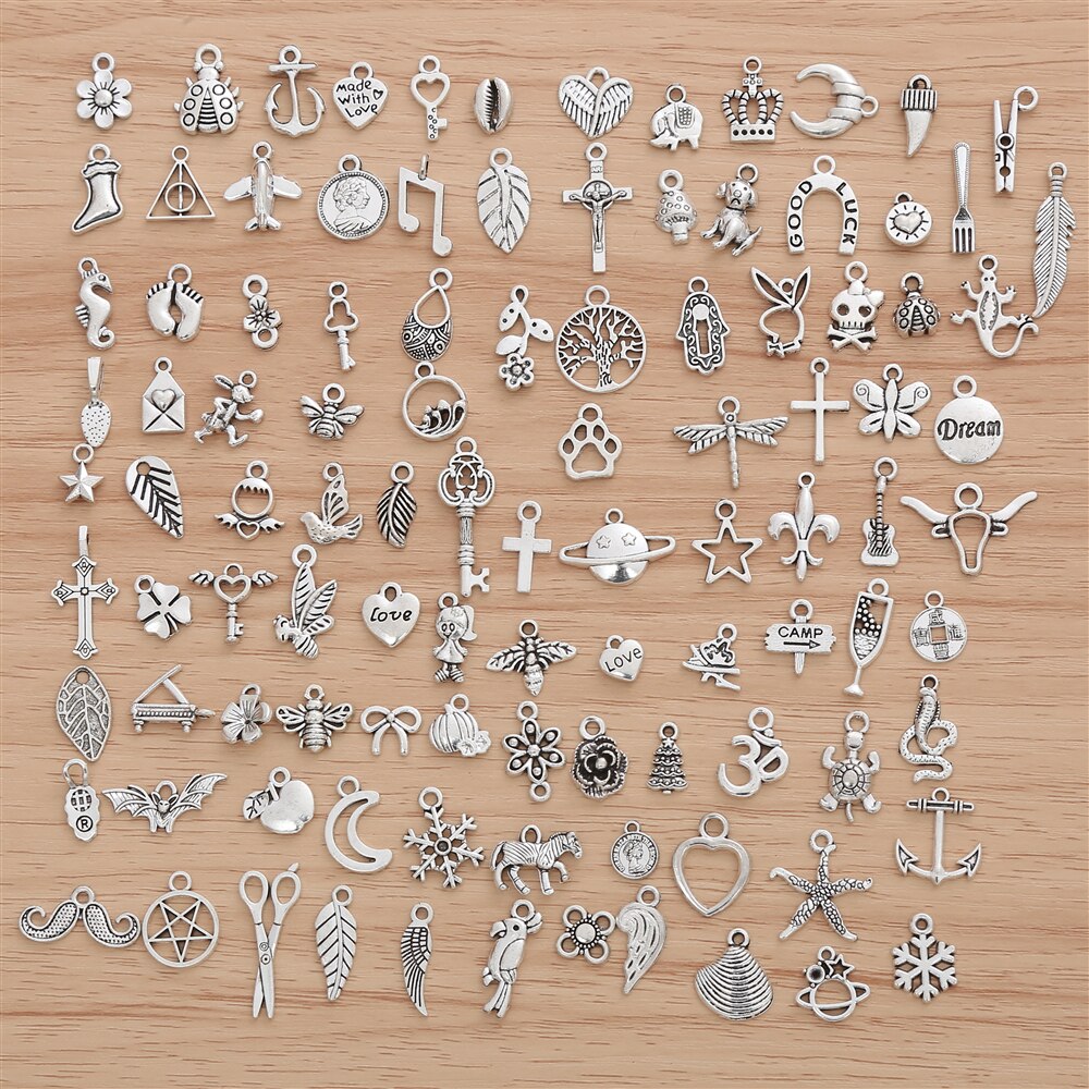 Exquisite Small Charms Set: Wholesale Bulk of 100 Various Styles for Women's Fashion Jewelry Making