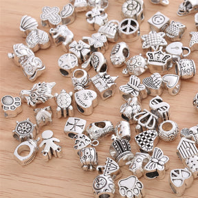 60 Pcs/Set Retro Metal Beads for Women's Bracelets: Various Styles, Fashion Jewelry Making Charms (DIY)