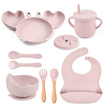 Complete Baby Feeding Set: 9Pcs Non-Slip Suction Bowl, Plate, Spoon, Bib, and Cup Set