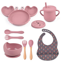 Complete Baby Feeding Set: 9Pcs Non-Slip Suction Bowl, Plate, Spoon, Bib, and Cup Set