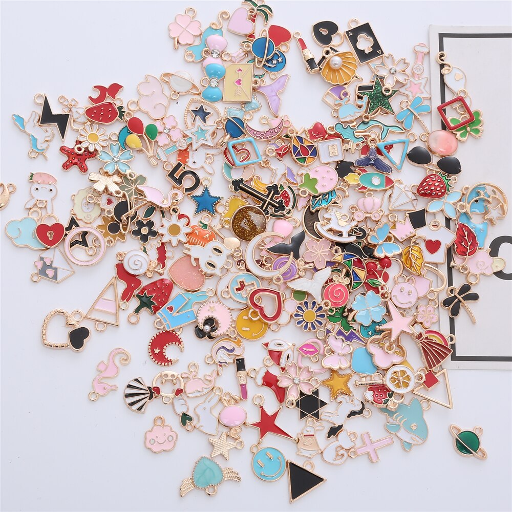 Set of 30 Colorful Resin Enamel Charms: Summer Designer Dangles for Women's Jewelry Making