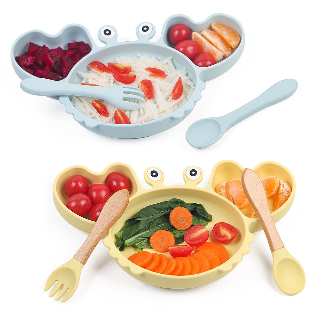 Complete Baby Feeding Set: 9Pcs Non-Slip Suction Bowl, Plate, Spoon, Bib, and Cup Set