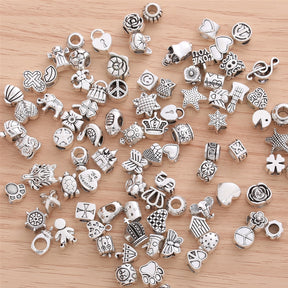 60 Pcs/Set Retro Metal Beads for Women's Bracelets: Various Styles, Fashion Jewelry Making Charms (DIY)