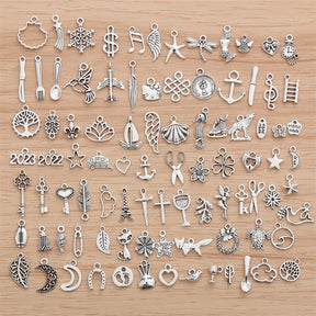 Exquisite Small Charms Set: Wholesale Bulk of 100 Various Styles for Women's Fashion Jewelry Making