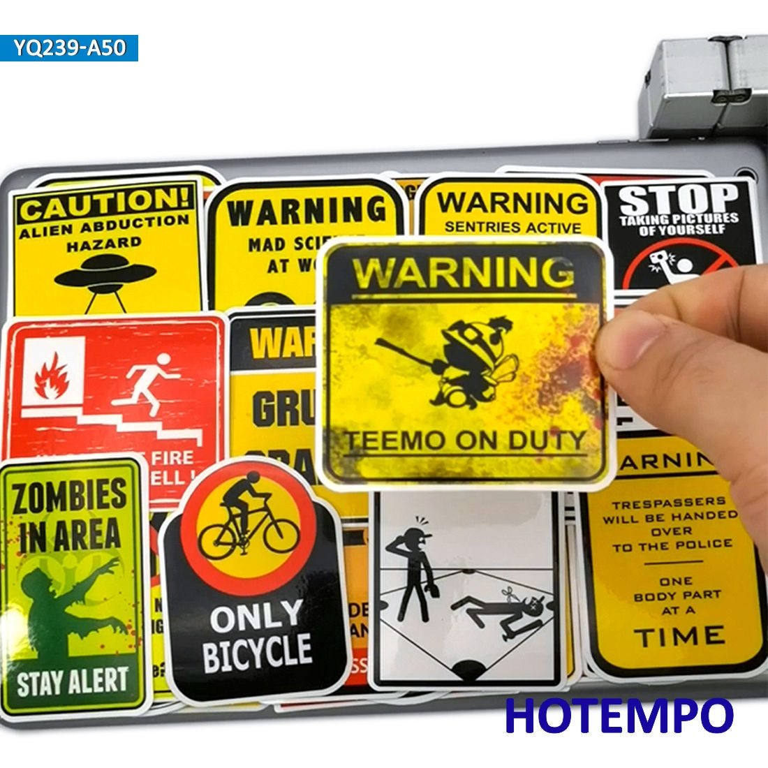 50pcs Funny Traffic Warning Signs Stickers Pack for DIY, Laptop, Phone, Skateboard, Bike, Motorcycle, Car, Guitar, Luggage Decoration