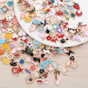 Set of 50 Colorful Enamel Designer Charms: DIY Jewelry Making for Women's Bracelets and Necklaces